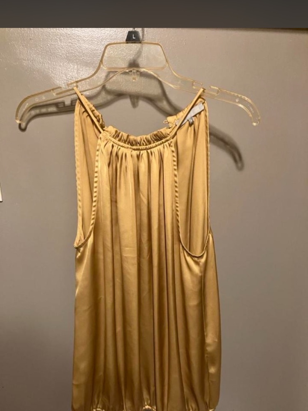 Violet & Claire Satin Halter Top in Mustard Gold